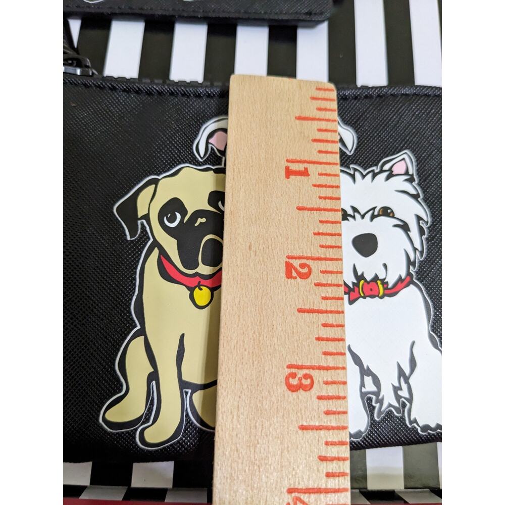 Marc Tetro Wallet 4 Piece Set Black Dogs Coin Purse Luggage Tag Passport PUPPIES - Picture 3 of 5